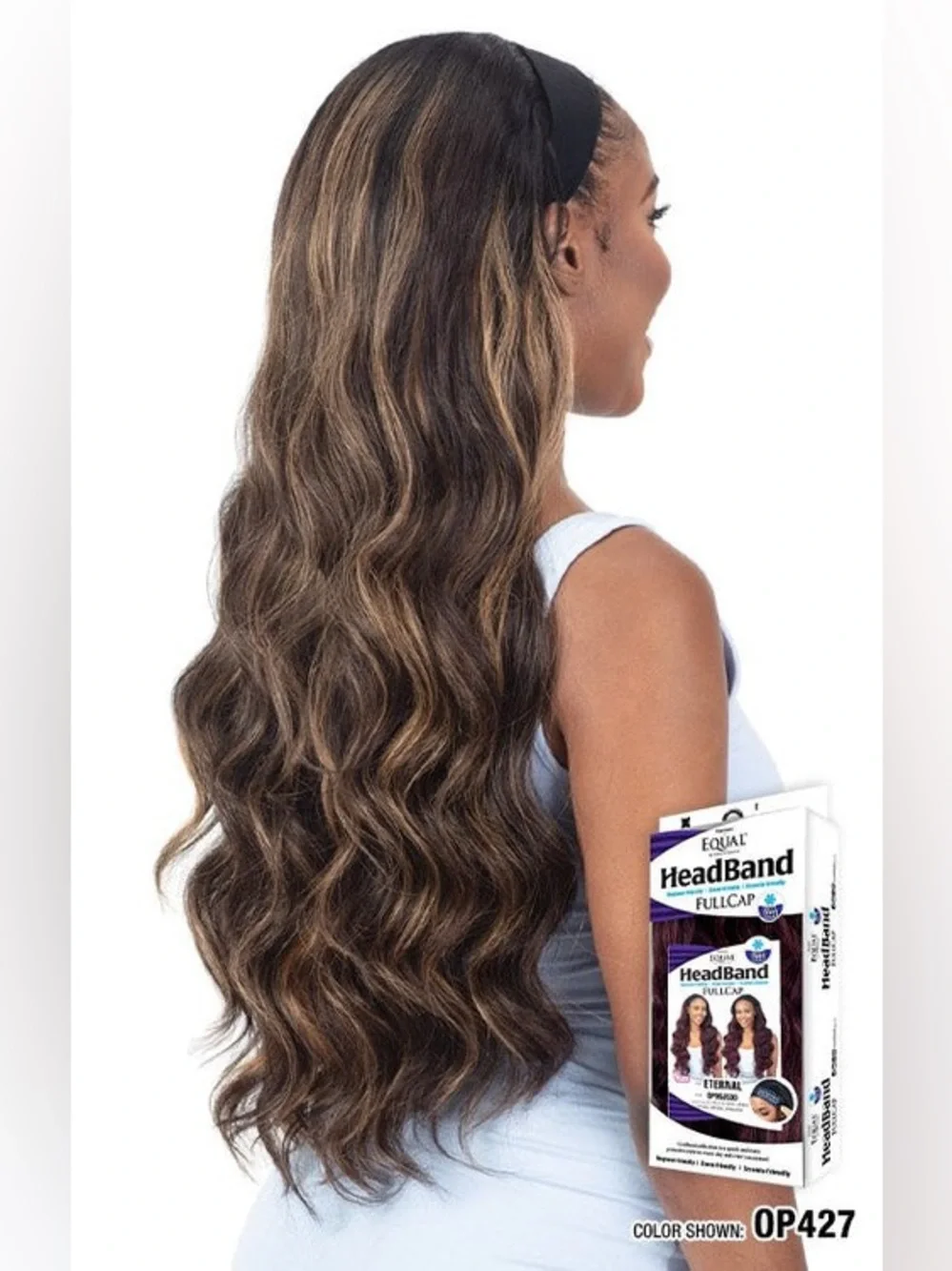 Headband Wave Wig - Dark Brown with Honey Highlights